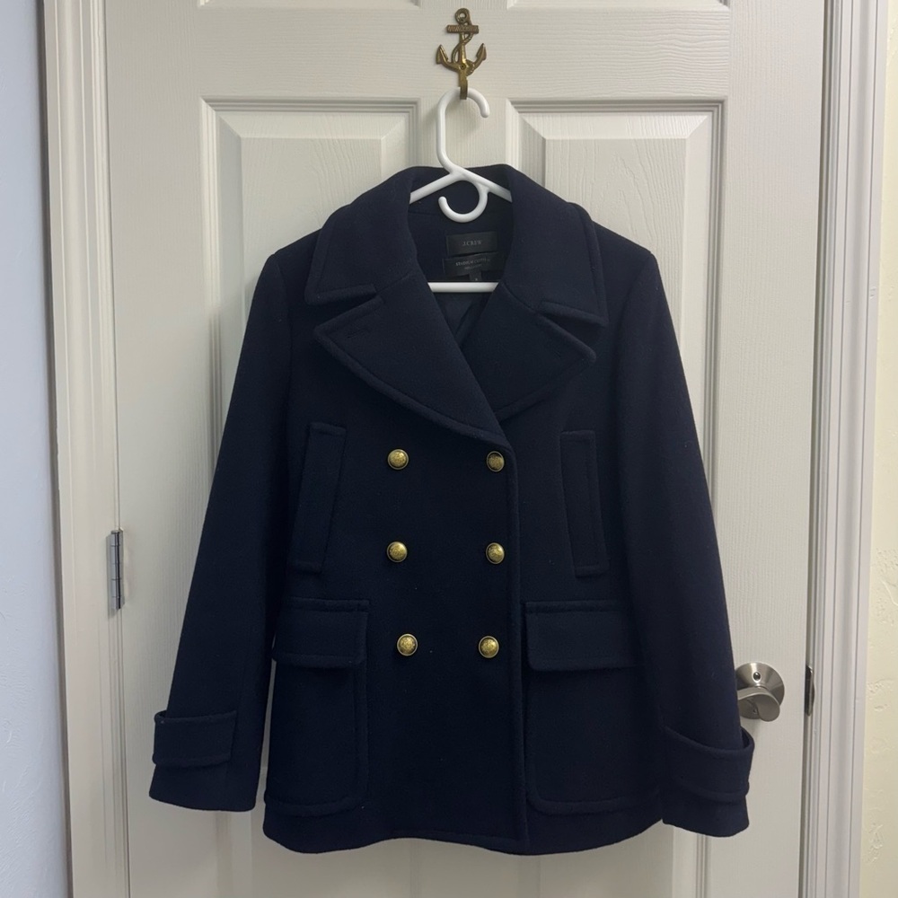 J. Crew Stadium Cloth by Nello Gori Navy Peacoat - Picture 1 of 6